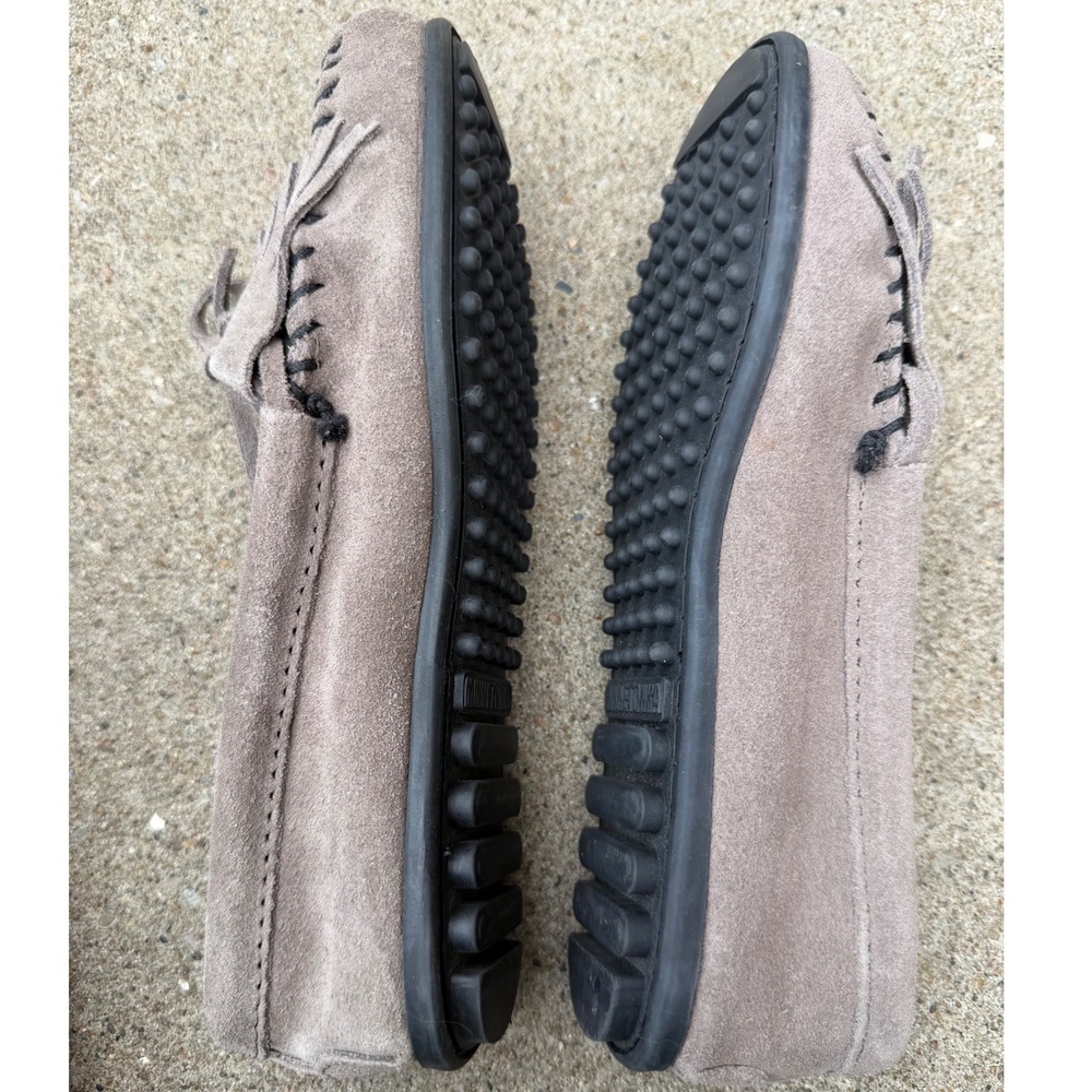 Minnetonka Kilty Suede Moc Grey Fringe Driving Moccasin Loafers 401T Womens 7 - Picture 7 of 9